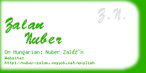 zalan nuber business card